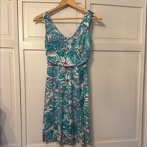 Lilly Pulitzer Shianne Turquoise Purple Floral Montauk Stretch Jersey Dress